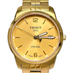 ティソ TISSOT 腕時計 T049410A PR100 ステンレススチール ゴールド クオーツ 日付表示 ラウンドフェイス