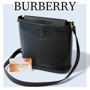 激レアバーバリー レザー ショルダー　スクエア　ブラック　Burberry　メンズ　レディース　黒　クロスボディ　ノバチェック