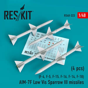 ◆◇RESKIT【RS48-0323】1/48 AIM-7FスパローIII ミサイル・ロービジ(F-4, F-5, F-15, F-16, F-14, F-18用)(4個入り)◇◆　　