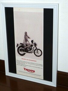 1965年 USA 60s 洋書雑誌広告 額装品 Triumph トライアンフ (A4size) / 検索用 店舗 ガレージ ディスプレイ 看板 AD 装飾 サイン