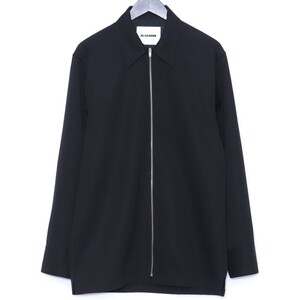 JIL SANDER リラックスフィット プラストロン長袖シャツ 37 ブラック J22DL0167 J40117 ジルサンダー ジャケット Virgin Wool Shirt Jacket