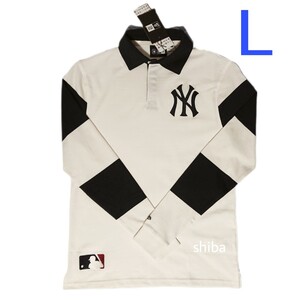 New Era ニューエラ 正規品 長袖 ロンT ロング tシャツ ヤンキース NY ベージュ オフホワイト ネイビー 海外Lサイズ