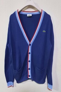 LACOSTE ラコステ コットンニット カーディガン ポケット付き size 4 ブルー系 綿100％