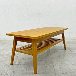 〓 パシフィックファニチャーサービス P.F.S. ローテーブル DH TEA TABLE WITH SHELF Sサイズ ナラ材 ライトブラウン 定価70,400円 美品