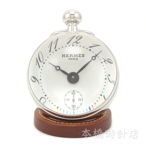 【中古】エルメス　HERMES　パンデュレットブール　PE-B01.810　テーブルクロック　手巻き　ケース付