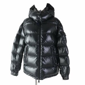 美品◎MONCLER モンクレール 19-20AW MAIRE マイレ ロゴワッペン・フード付き ダウンジャケット ブラック 2 正規品 レディース