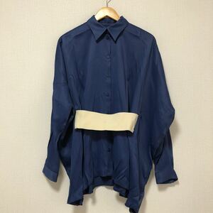 (k) MM6 Maison Margiela メゾンマルジェラ ベルトシャツ イタリア製 サイズ42 ブルー 青 変形 