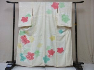 1円 良品 正絹 着物 訪問着 縮緬 和装 和服 式典 千代田のきもの 牡丹 草花 マルチカラー 高級 袷 身丈159cm 裄63cm【夢職】★★★