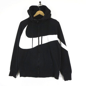 ナイキ NIKE パーカー スウェット Big Swoosh Pullover Hoodie ジップアップ フード 裏起毛 長袖 M 黒 ブラック 白 ホワイト 正規品 メンズ