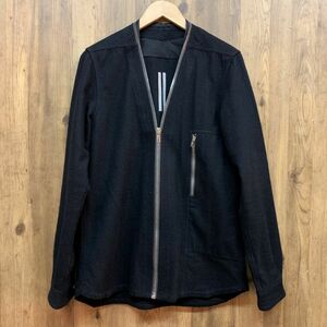 tu131s RICK OWENS リックオウエンス　ZIP LARRY SHIRT ジップラリーシャツ RU02A5288-WCF サイズ46 ブラック ※中古 【津山店】