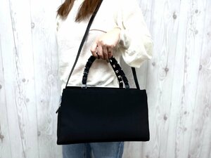 未使用展示品 Ferragamo フェラガモ ハンドバッグ ショルダーバッグ バッグ ナイロンキャンバス×レザー 黒 2WAY 71906