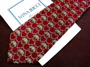 ♪27094C♪良品【植物 葉っぱ 柄】ニナ リッチ【NINA RICCI】ネクタイ