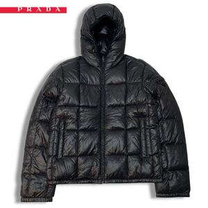 71 国内正規品 PRADA SPORTS プラダ スポーツ GH254 Down jacket トライアングル ロゴ プレート ナイロン ダウンジャケット 48 ブラック