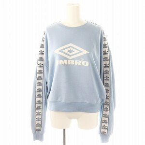 マウジー MOUSSY 23AW UMBRO SWEAT プルオーバー スウェット トレーナー F 水色 白 ライトブルー ホワイト /DF ■OS ■SH レディース