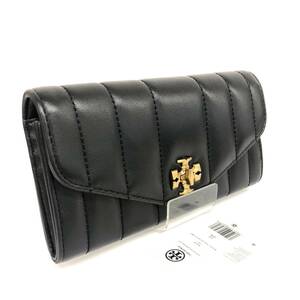 ■【新同品】TORY BURCH/トリーバーチ☆オールレザー長財布 ターンロック式 ブラック■