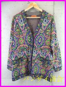 6230b16◆良品です◆イタリア製◆MISSONI ミッソーニ 総柄 ウールニットカーディガン M/セーター/ジャケット/シャツ/ブラウス/ワンピース