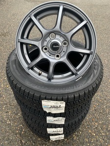 2024年製 新品【4本送料込み45,000円～】 ブリヂストン VRX2 155/65R14+アルミホイール 4本セット グレー 14×4.5J +45 4H100