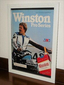 1981年 USA 洋書雑誌広告 額装品 Winston Pro Series ウインストン / AMA Harley-Davidson XR750 ハーレーダビッドソン ( A4サイズ ）