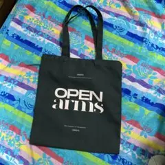 BTS 写真展　特典　OPEN ARMS ロゴ入りエコバッグ 黒 中型