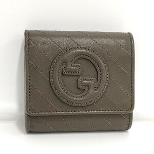 【中古】GUCCI ブロンディ ミディアムウォレット コンパクト財布 レザー ブラウン 760316-2184