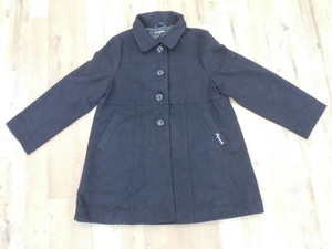 ★pom ponette junior ポンポネット ジュニア Aラインコート サイズ150（M) ネイビー NARUMIYA　中古★C-125