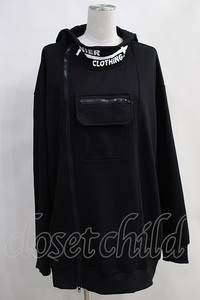 NieR Clothing / アシメZIPパーカー 黒 H-24-05-18-051-PU-TO-KB-ZT385