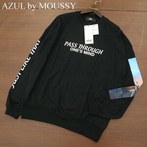 新品★ AZUL by MOUSSY アズール マウジー PASS THROUGH PHOTO TEE 長袖 カットソー Tシャツ トレーナー Sz.M　メンズ 黒　A4T00632_1#F