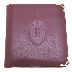 【10/15まで！ローン48回無金利】［飯能本店］CARTIER カルティエ コンパクト 二つ折り財布 カーフ ボルドー レディース・メンズ DH83455