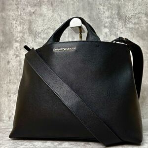 未使用級/2室●EMPORIO ARMANI エンポリオアルマーニ 2way 自立 トートバッグ ショルダー ビジネス ブリーフケース 大容量A4 メンズ レザー