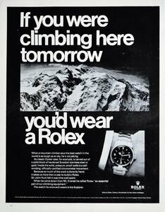 稀少・広告！1967年ロレックス 時計広告/Rolex Oyster Explorer/Watch/エベレスト山/Y