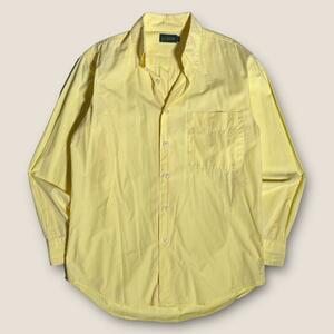 ペールカラー 90s 巨人タグ OLD J.CREW ジェイクルー ポプリン 長袖シャツ レディースＬ相当 メンズＸＳ 黄色