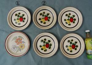 6枚　大皿　STONE WARE 　いちご・Strawberries ×５　Hand Decorated 4112 2-6　 　Dansico Collection 花柄×１　輸出用