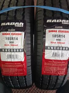 【レーダータイヤ】185R14 90H　クラシックタイヤ6本セット　新品