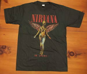 新品 【Nirvana】ニルヴァーナ IN UTERO Vintage Style プリント Tシャツ XL // デイヴグロール カートコバーン バンドTシャツ ロック