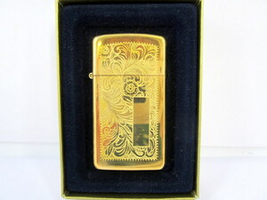 1円★ 未使用 zippo ジッポ ジッポー SLIM VENETIAN スリム ベネチアン オイルライター 真鍮 ゴールド 保管品 中古