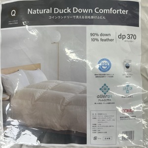 未使用 羽毛掛け布団 クイーンサイズ ナチュラル ダックダウン 370ダウンパワー ダウン90% 寝具Natural Duck DownComforter/69359