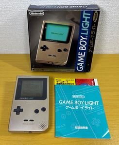 ゲームボーイライト 本体 動作品【ゴールド】箱 取説付き『GB NINTENDO 任天堂』シリアルナンバー一致 GAME BOY LIGHT 取扱説明書 MGB-101