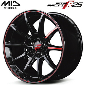 MID RMP RACING R25 1本価格 ブラック/リムレッドライン 8.5J-18インチ 5H114.3 インセット+45