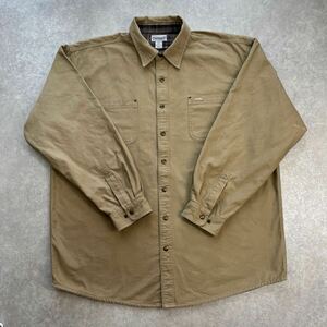 カーハート Carhartt コットン シャツジャケット ワークシャツ 裏チェック柄 スナップボタン ベージュ ビッグサイズ 2XL TALL