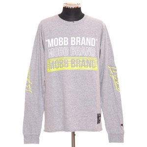 〇469683 MOBB × Champion モブ チャンピオン ○Tシャツ 長袖 ロンT サイズM メンズ グレー プリント