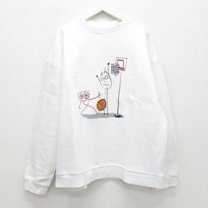 クリーニング済 美品 21AW PLAN C プランシー ビアンカ&フィリッポ イラストプリント スウェット オーバーサイズ L ホワイト ◆