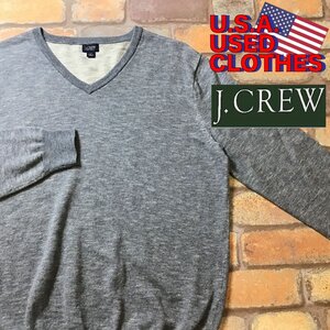 ME8-498★USA買付商品★【J.CREW ジェイクルー】薄手 メランジニット Vネックセーター【メンズ M】グレー コットン インナー 古着