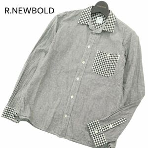 R.NEWBOLD ポールスミス 通年 ギンガム チェック 切替★ 千鳥柄 長袖 シャツ Sz.S　メンズ　A4T00743_1#C