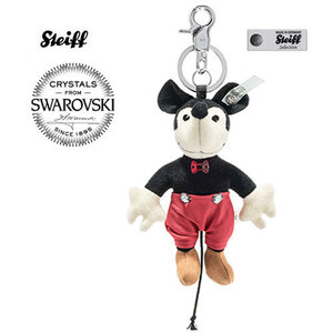 ★即納！ 新品 Steiff/Disney/Swarovski #355646 キーリング・ミッキーマウス-1, ポリエステルフラシ天、12cm、年度限定品★