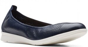 Clarks クラークス 27.5cm フラット ネイビー レザー 革 通気穴 サンダル ローファー フラット フォーマル ブーツ スニーカー バレエ RRR51