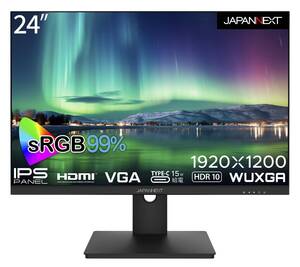 【中古】JAPANNEXT 24インチ モニター WUXGA 1920x1200解像度 IPS ディスプレイ (HDMI/スピーカー内蔵/VESA対