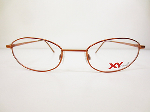 ∞【デッドストック】XYiwear 眼鏡 メガネフレーム Mod.XYANK C1 47[]19-135 メタル フルリム オレンジ イタリア製 □H8