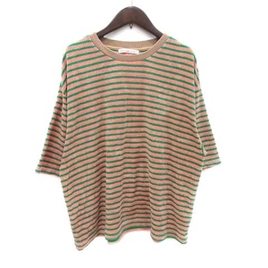 チャイルドウーマン CHILD WOMAN Tシャツ カットソー 五分袖 パイル クルーネック ボーダー F マルチカラー /CT レディース