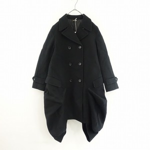 【未使用/2023/定価23.9万】コムデギャルソン COMME des GARCONS *ウールコート*S厚手メルトン変形ブラック(kjk27-2409-110)【71J42】