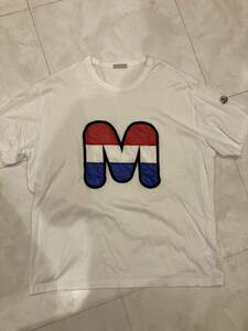 Lサイズ】モンクレール　MONCLER 半袖Tシャツ　ホワイト　センターMロゴ白